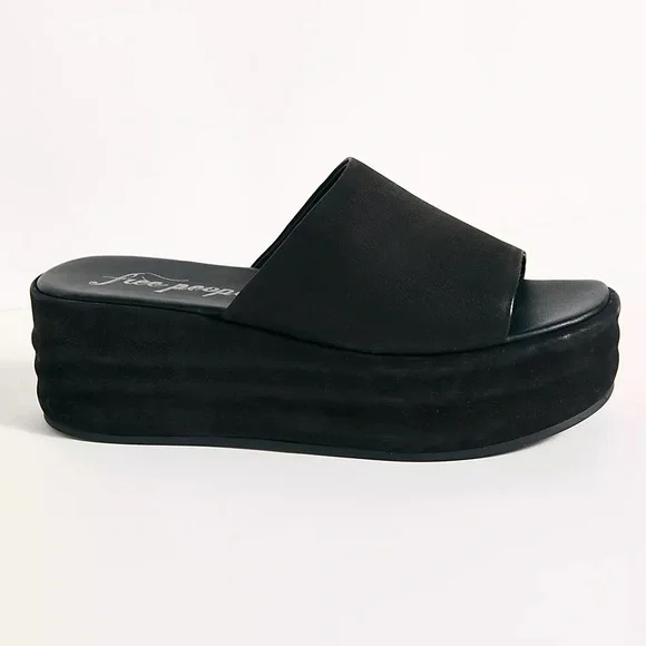 Free People Black Platform Slide Sandals - Picture 7 of 9